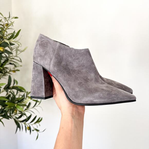 Marc Fisher Jayla Block Heel Suede Pointed-Toe Bootie Gray 8.5 - Picture 2 of 7